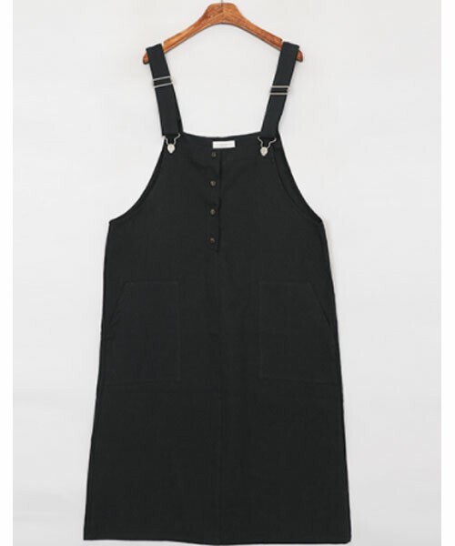 DHOLIC STYLE（ディーホリックスタイル）の「[heyboo] オーバーオールワンピース（サロペット/オーバーオール・レディース・ホワイト/ベージュ/ブラック・FREE）」の2枚目の写真