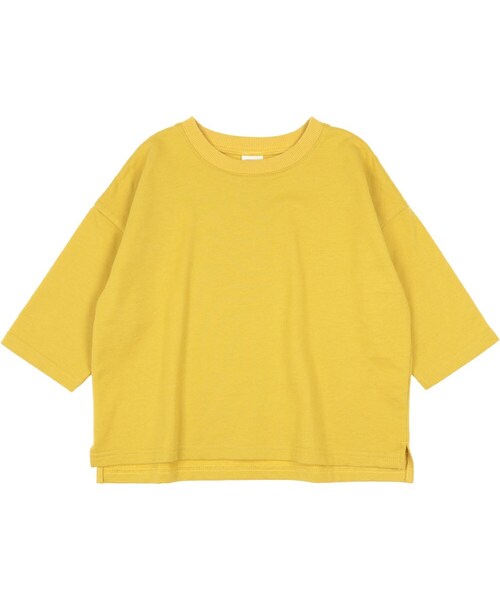 T>>2（ティーツー）の「ミニ裏毛七分袖トレーナー（スウェット・キッズ・01.サックス/02.杢グレー/03.マスタード/04.ベージュ/05.カーキ/06.ネイビー/07.ブラック・80-150）」の7枚目の写真