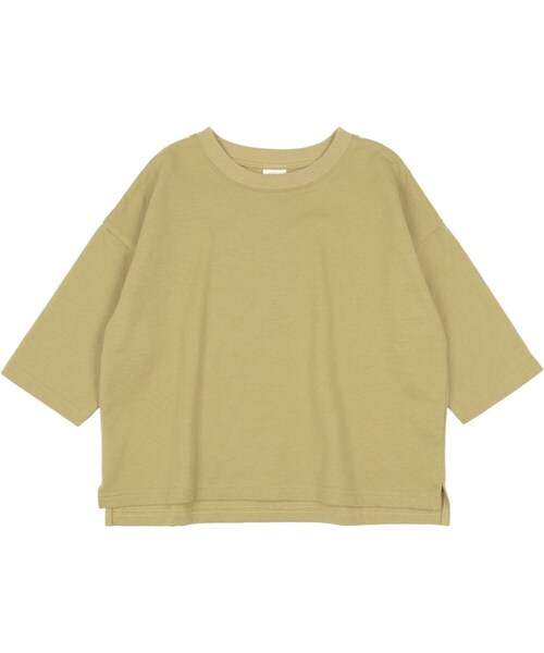 T>>2（ティーツー）の「ミニ裏毛七分袖トレーナー（スウェット・キッズ・01.サックス/02.杢グレー/03.マスタード/04.ベージュ/05.カーキ/06.ネイビー/07.ブラック・80-150）」の4枚目の写真