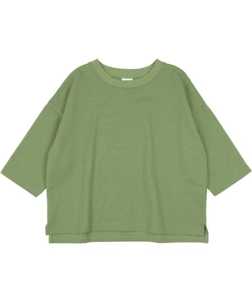 T>>2（ティーツー）の「ミニ裏毛七分袖トレーナー（スウェット・キッズ・01.サックス/02.杢グレー/03.マスタード/04.ベージュ/05.カーキ/06.ネイビー/07.ブラック・80-150）」の5枚目の写真