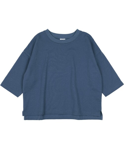 T>>2（ティーツー）の「ミニ裏毛七分袖トレーナー（スウェット・キッズ・01.サックス/02.杢グレー/03.マスタード/04.ベージュ/05.カーキ/06.ネイビー/07.ブラック・80-150）」の6枚目の写真