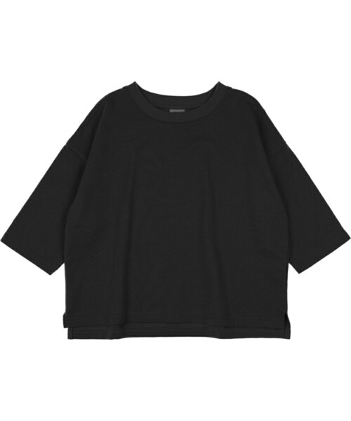 T>>2（ティーツー）の「ミニ裏毛七分袖トレーナー（スウェット・キッズ・01.サックス/02.杢グレー/03.マスタード/04.ベージュ/05.カーキ/06.ネイビー/07.ブラック・80-150）」の2枚目の写真