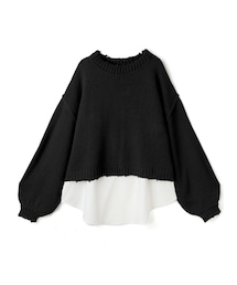 GRL | インナー付きレイヤード裾クラッシュデザインニットトップス(ニット/セーター)