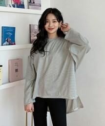 DHOLIC | アンバランスボーダーTシャツ(Tシャツ/カットソー)