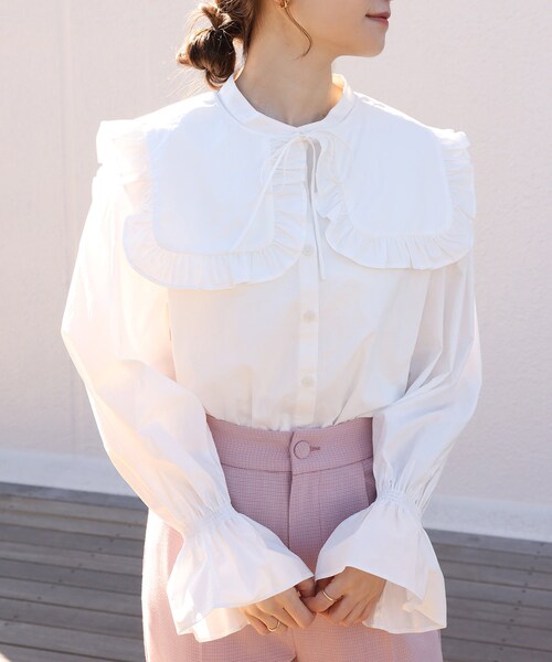 one after another NICE CLAUP(ワンアフターアナザーナイスクラップ)の「付け襟ブラウス(シャツ/ブラウス・レディース・オフホワイト/その他/チェック・0)」の1枚目の写真