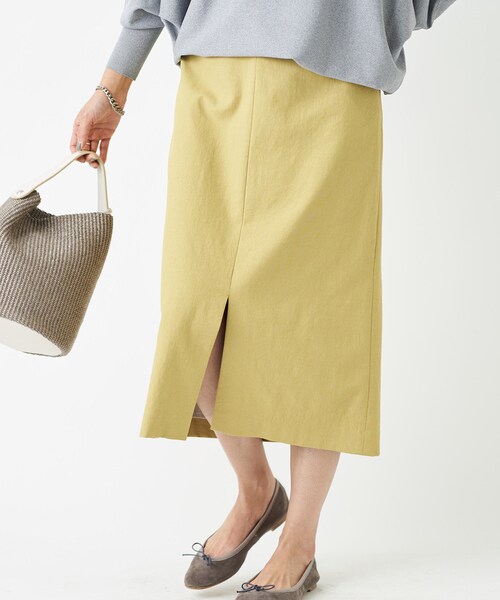 RIVE DROITE（リヴドロワ）の「《予約》【《女性らしさを高めてくれる一枚》手洗い可】オックススリットスカート（スカート・レディース・ライトベージュ/イエロー/バイオレット・36/38）」の2枚目の写真