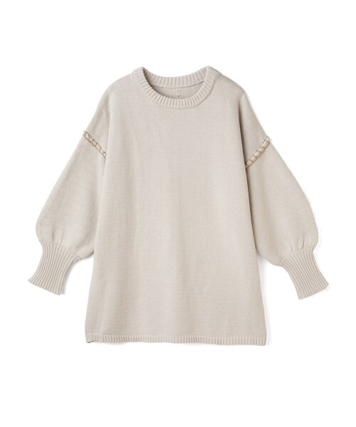 GRL（グレイル）の「配色ステッチオーバーサイズニットトップス（ニット/セーター・レディース・イエロー/オフベージュ・F）」の2枚目の写真