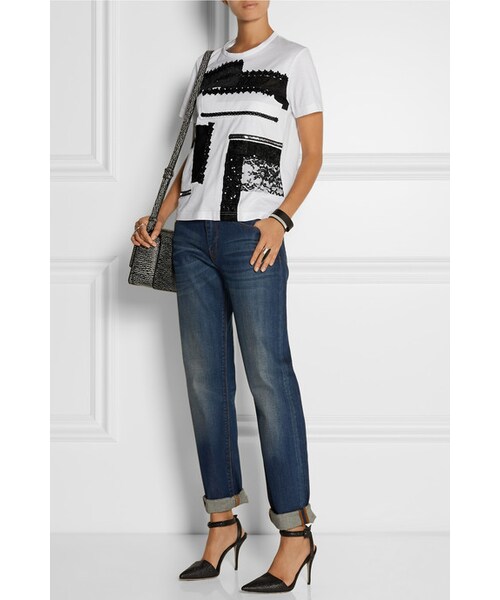 JUNYA WATANABE（ジュンヤワタナベ）の「Junya Watanabe + Comme des Garçons embellished cotton-jersey T-shirt（シャツ/ブラウス・レディース・White・medium/small）」の3枚目の写真