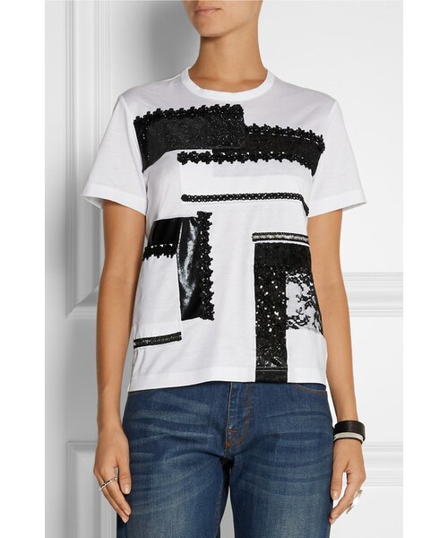 JUNYA WATANABE（ジュンヤワタナベ）の「Junya Watanabe + Comme des Garçons embellished cotton-jersey T-shirt（シャツ/ブラウス・レディース・White・medium/small）」の5枚目の写真