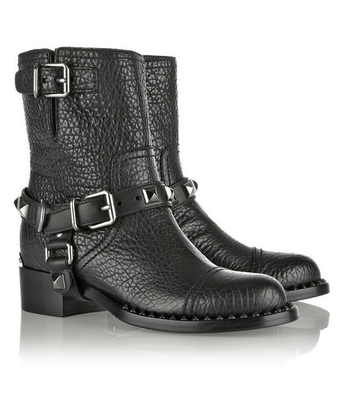 MiuMiu ミュウミュウ　ブーツ 希少】MiuMiu ロゴ入り レザーコンバットブーツ ブラック (MiuMiu