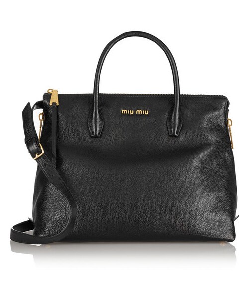 miu miu（ミュウミュウ）の「Miu Miu Madras textured-leather tote（トートバッグ・レディース・Black）」の7枚目の写真