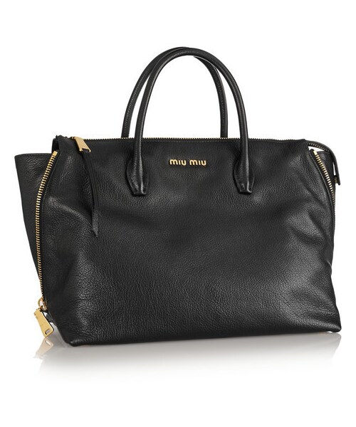 miu miu（ミュウミュウ）の「Miu Miu Madras textured-leather tote（トートバッグ・レディース・Black）」の4枚目の写真