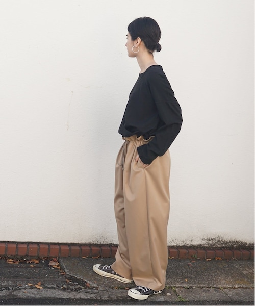 JOURNAL STANDARD LUXE★TRツイル ドロストパンツ★ブラック JOURNAL STANDARD LUXE☆TRツイル ドロストパンツ☆ブラック