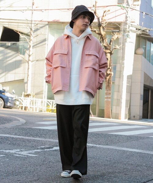 RAGEBLUE（レイジブルー）の「PEステッチ/ビッグポケットブルゾン（ジャケット/アウター・オフホワイト/ブラック/ピンク/ベージュ）」の15枚目の写真