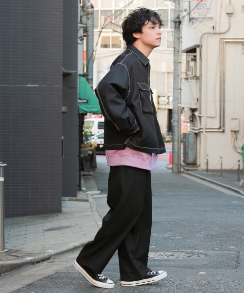 RAGEBLUE（レイジブルー）の「PEステッチ/ビッグポケットブルゾン（ジャケット/アウター・オフホワイト/ブラック/ピンク/ベージュ）」の12枚目の写真