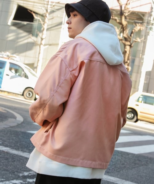 RAGEBLUE（レイジブルー）の「PEステッチ/ビッグポケットブルゾン（ジャケット/アウター・オフホワイト/ブラック/ピンク/ベージュ）」の19枚目の写真