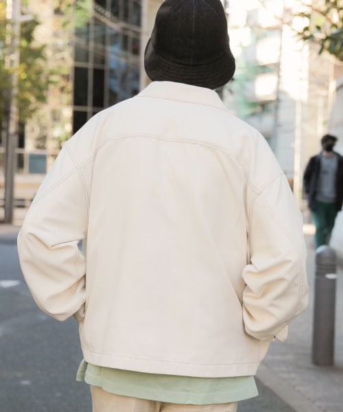 RAGEBLUE（レイジブルー）の「PEステッチ/ビッグポケットブルゾン（ジャケット/アウター・オフホワイト/ブラック/ピンク/ベージュ）」の9枚目の写真
