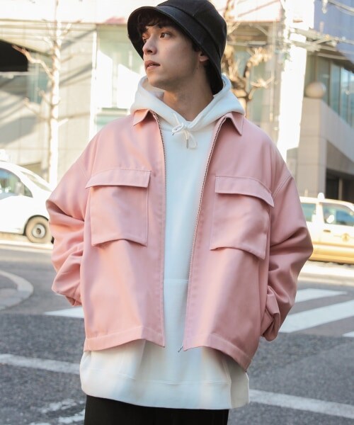 RAGEBLUE（レイジブルー）の「PEステッチ/ビッグポケットブルゾン（ジャケット/アウター・オフホワイト/ブラック/ピンク/ベージュ）」の18枚目の写真