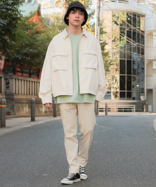 RAGEBLUE（レイジブルー）の「PEステッチ/ビッグポケットブルゾン（ジャケット/アウター・オフホワイト/ブラック/ピンク/ベージュ）」の6枚目の写真