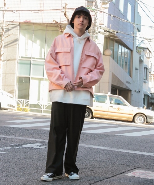 RAGEBLUE（レイジブルー）の「PEステッチ/ビッグポケットブルゾン（ジャケット/アウター・オフホワイト/ブラック/ピンク/ベージュ）」の16枚目の写真