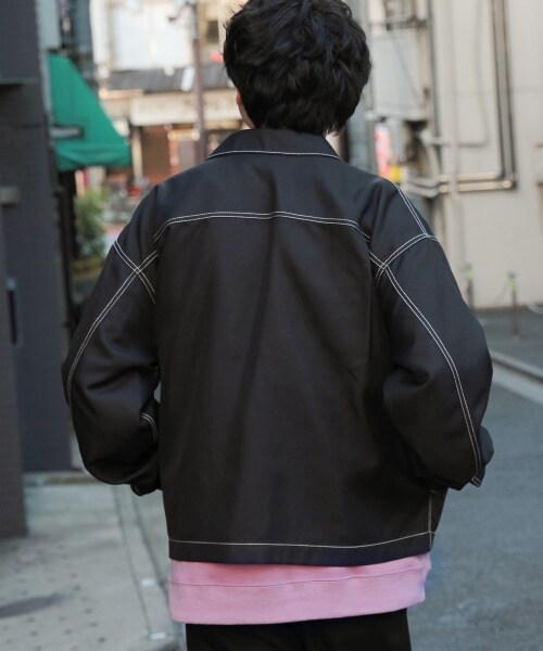 RAGEBLUE（レイジブルー）の「PEステッチ/ビッグポケットブルゾン（ジャケット/アウター・オフホワイト/ブラック/ピンク/ベージュ）」の14枚目の写真