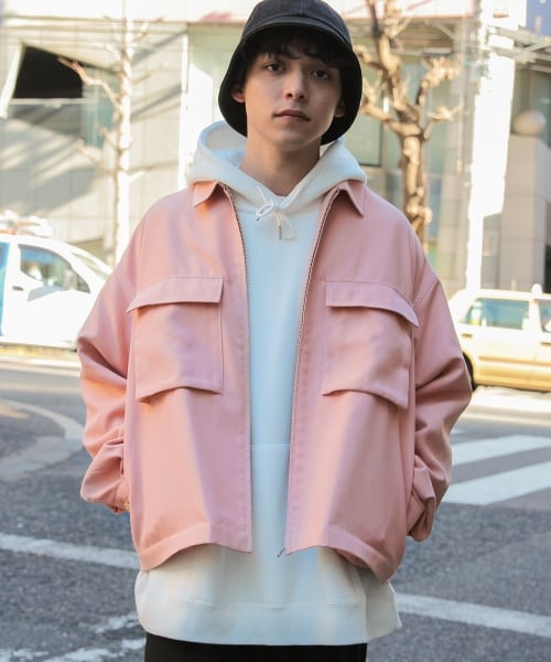 RAGEBLUE（レイジブルー）の「PEステッチ/ビッグポケットブルゾン（ジャケット/アウター・オフホワイト/ブラック/ピンク/ベージュ）」の17枚目の写真