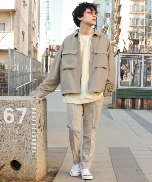 RAGEBLUE（レイジブルー）の「PEステッチ/ビッグポケットブルゾン（ジャケット/アウター・オフホワイト/ブラック/ピンク/ベージュ）」の21枚目の写真