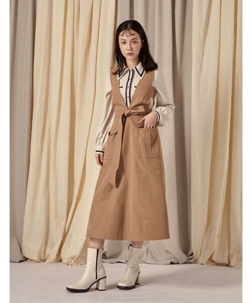 Marjorie（マージョリー）の「夢的指南，多way拼直紋外套洋裝（ジャケット/アウター・レディース・卡其・S/M/L）」の3枚目の写真