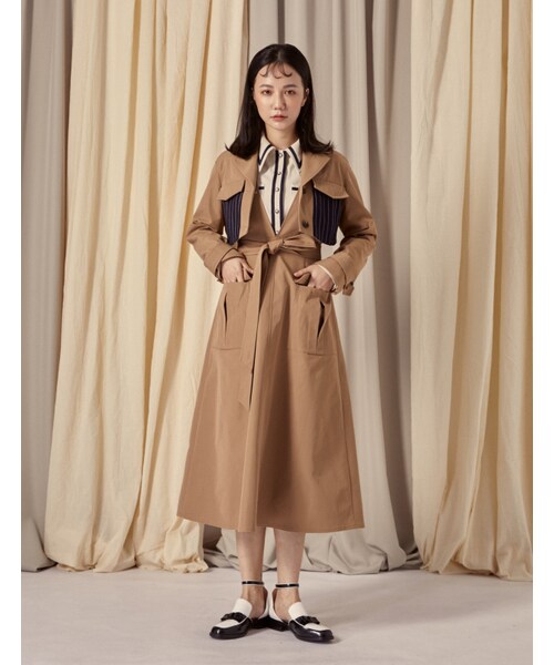 Marjorie（マージョリー）の「夢的指南，多way拼直紋外套洋裝（ジャケット/アウター・レディース・卡其・S/M/L）」の5枚目の写真