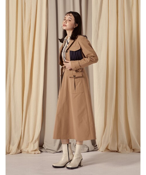 Marjorie（マージョリー）の「夢的指南，多way拼直紋外套洋裝（ジャケット/アウター・レディース・卡其・S/M/L）」の6枚目の写真