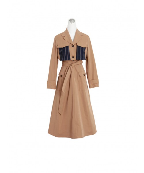 Marjorie（マージョリー）の「夢的指南，多way拼直紋外套洋裝（ジャケット/アウター・レディース・卡其・S/M/L）」の8枚目の写真