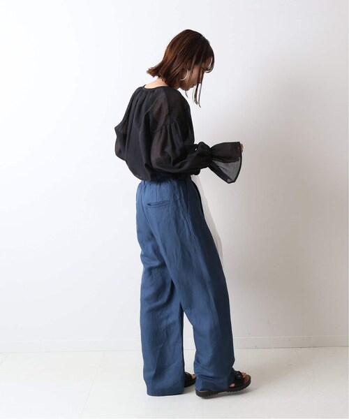 FRAMeWORK フレームワーク リネンワイドパンツ 38 ネイビー FRAMeWORK フレームワーク リネンワイドパンツ 38 ネイビー パンツ