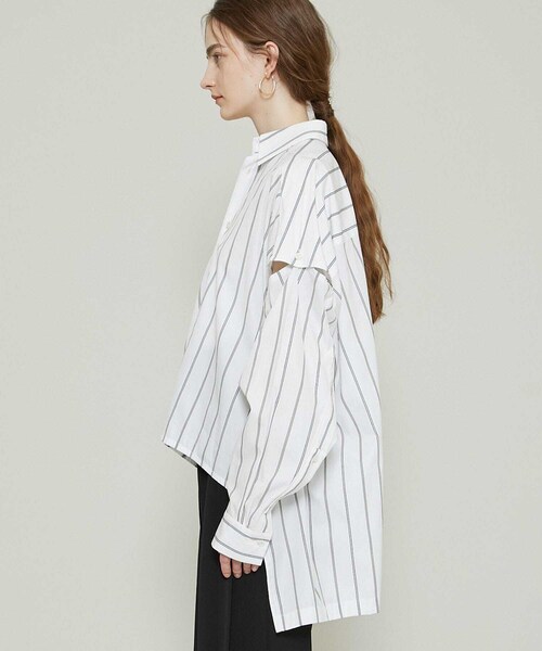 other - ウジョー シャツ ボタン フレンチスリーブ ストライプ 2 水色 白 CHUMS OX S/S Shirt/チャムスオックスショートスリーブシャツ