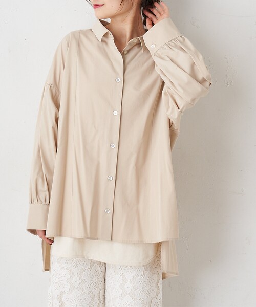 PUAL CE CIN（ピュアルセシン）の「【サスティナブル/Du noir】エコベロブラウス（シャツ/ブラウス・レディース・ホワイト/ベージュ/チャコールグレー・FREE）」の2枚目の写真