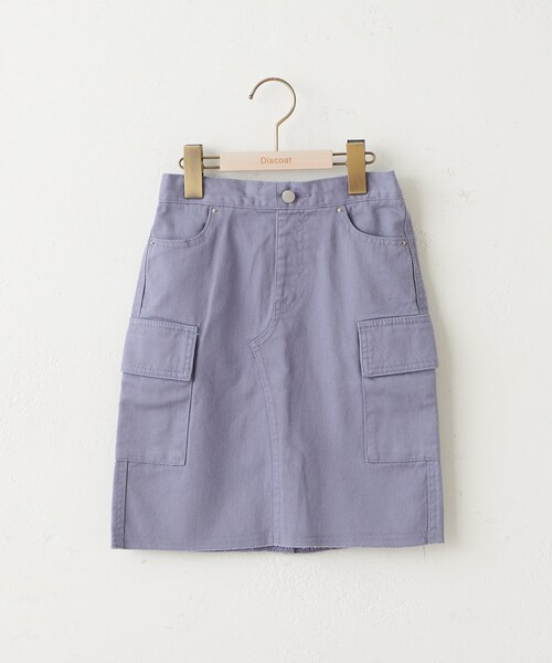 DISCOAT（ディスコート）の「【キッズ】オソロUSコットンデニムカーゴナロースカート（スカート・キッズ・エクリュ/パープル/ブルー・120/130/140）」の2枚目の写真