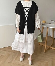 DHOLIC | レイヤードプリーツワンピース(ワンピース)