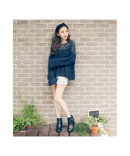 gracegift（グレースギフト）の「側邊鏤空設計皮革短靴（シューズ・レディース・黑/棕・35/36/37/38/39/40/41）」の7枚目の写真