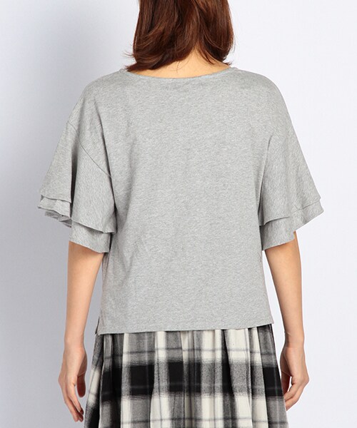 RAY CASSIN（レイカズン）の「【STYLE BOOK掲載】袖Ｗフリルプル（トップス・レディース・ブラック/ネイビー/オフシロ/杢グレー・FREE）」の6枚目の写真