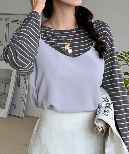 DHOLIC（ディーホリック）の「Vネックキャミソール（キャミソール・レディース・グリーン/パープル/ベージュ/ホワイト/ブラック・ONESIZE）」の5枚目の写真