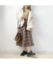merrylatte | 【即納】ロングフレアチェックスカート(スカート)