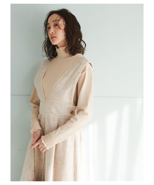 Green　Parks（グリーンパークス）の「・ELENCARE DUE ツィードジャンパースカート（ワンピース/ドレス・アイボリー/ベージュ/ミント・F）」の5枚目の写真