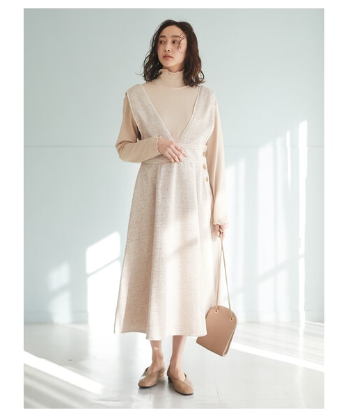 Green　Parks（グリーンパークス）の「・ELENCARE DUE ツィードジャンパースカート（ワンピース/ドレス・アイボリー/ベージュ/ミント・F）」の15枚目の写真