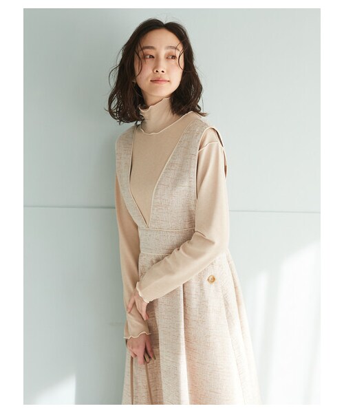 Green　Parks（グリーンパークス）の「・ELENCARE DUE ツィードジャンパースカート（ワンピース/ドレス・アイボリー/ベージュ/ミント・F）」の4枚目の写真