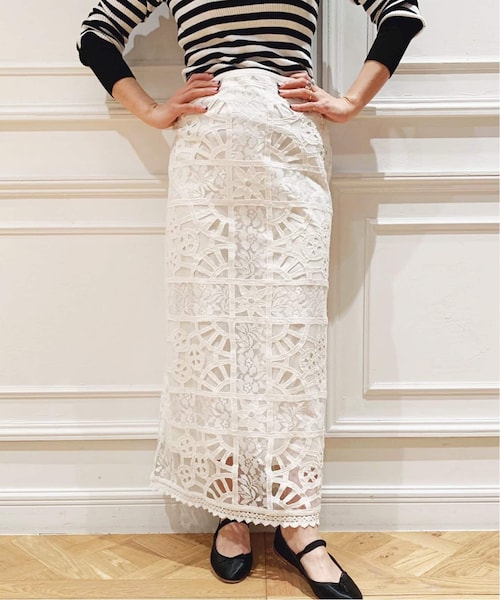 iena la boucle イエナラブークル レースエンブロボイルスカート IENA LA BOUCLE（イエナラブークル）の「IENA LA BOUCLE cotton