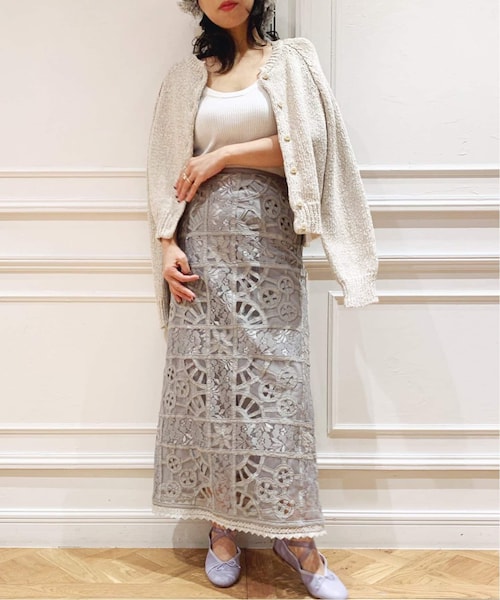 iena la boucle イエナラブークル レースエンブロボイルスカート IENA LA BOUCLE（イエナラブークル）の「IENA LA BOUCLE cotton