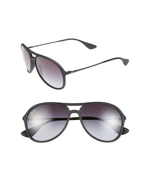 Ray-Ban（レイバン）の「Ray-Ban 'Youngster' 59mm Aviator Sunglasses（サングラス・Black/ Dark Grey）」の2枚目の写真