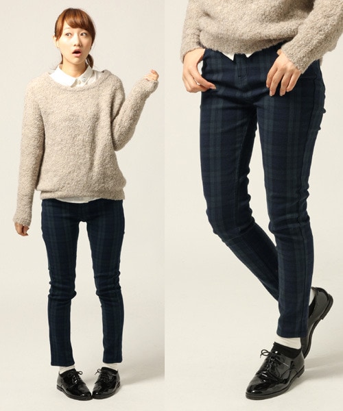 LOWRYS FARM（ローリーズファーム）の「ストレッチチェックスキニースキニーパンツ（パンツ・レディース・千鳥柄/グレンチェック/ブラックウォッチ・Ｓ/Ｍ/Ｌ）」の3枚目の写真