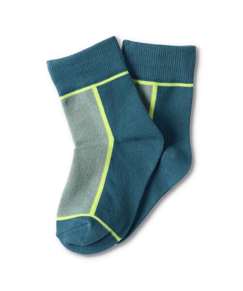 BRANSHES（ブランシェス）の「サイドラインソックス（ソックス/靴下・キッズ・オフホワイト/ターコイズブルー・13cm～21cm）」の2枚目の写真