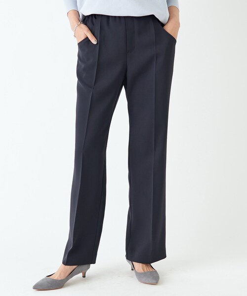 RIVE DROITE(リヴドロワ)の「【スタイルアップが叶う セットアップ可】ハイツイルスリムフレアパンツ(その他パンツ・レディース・アイボリー/ネイビー・F)」の2枚目の写真