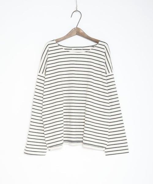 Crisp（クリスプ）の「ルーズボーダーTシャツ[c1ak2853]（Tシャツ/カットソー・レディース・ブラック/ブラウン・FREE）」の3枚目の写真